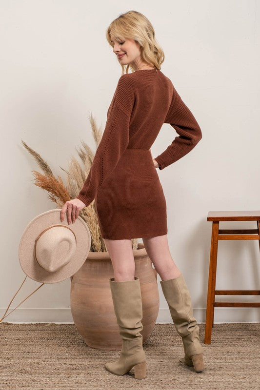 Knit Eyelet Detail Sweater Dress