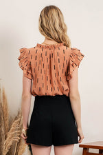 Vertical Rectangle Frill Sleeve Top