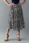High Waisted Zebra Print Midi Skirt