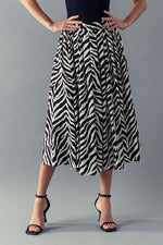 High Waisted Zebra Print Midi Skirt