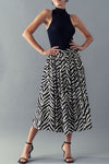 High Waisted Zebra Print Midi Skirt