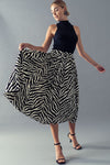 High Waisted Zebra Print Midi Skirt
