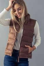 Side Pocket Puffer Vest (Cocoa)