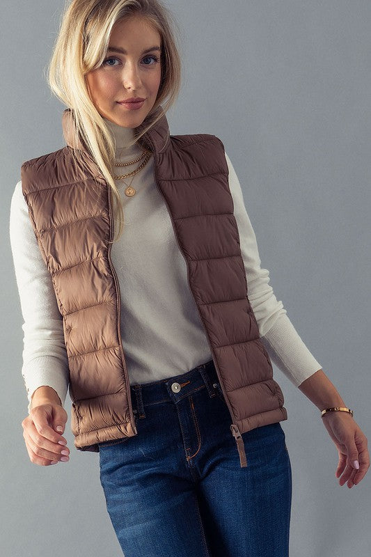 Side Pocket Puffer Vest (Cocoa)