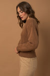 Cable Knit Blouson Sweater (Caramel)