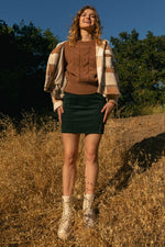 Cable Knit Blouson Sweater (Caramel)