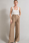 Pleated Front Wide Leg High Rise Pants