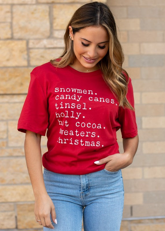 "Snowmen, Candy Canes, Tinsel" Unisex T-Shirt