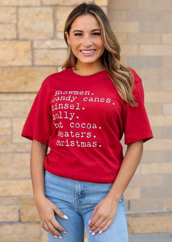 "Snowmen, Candy Canes, Tinsel" Unisex T-Shirt