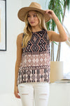 Aztec Pattern Woven Sleeveless Top