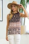 Aztec Pattern Woven Sleeveless Top