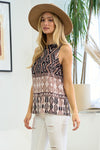 Aztec Pattern Woven Sleeveless Top