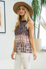 Aztec Pattern Woven Sleeveless Top