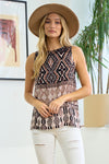 Aztec Pattern Woven Sleeveless Top
