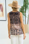 Aztec Pattern Woven Sleeveless Top