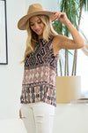 Aztec Pattern Woven Sleeveless Top