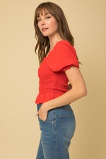 Puff Sleeve Smocked Top