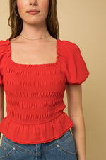 Puff Sleeve Smocked Top