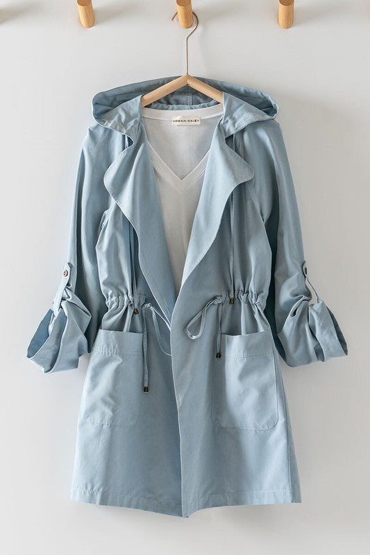 Lightweight Hooded Open Jacket (Blue)