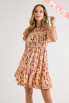 Multi-Color Dot Print Tiered Dress (Plus Size)