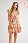 Multi-Color Dot Print Tiered Dress (Plus Size)