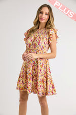 Multi-Color Dot Print Tiered Dress (Plus Size)