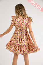 Multi-Color Dot Print Tiered Dress (Plus Size)