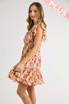 Multi-Color Dot Print Tiered Dress (Plus Size)
