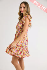 Multi-Color Dot Print Tiered Dress (Plus Size)