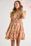 Multi-Color Dot Print Tiered Dress (Plus Size)
