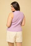 Ruffle Detail Sleeveless Knit Top (Plus Size - Lilac)
