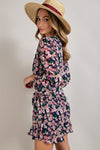 Long Sleeve V-Neck Waist Tie Romper