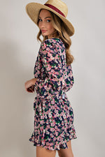 Long Sleeve V-Neck Waist Tie Romper