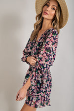 Long Sleeve V-Neck Waist Tie Romper
