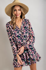 Long Sleeve V-Neck Waist Tie Romper