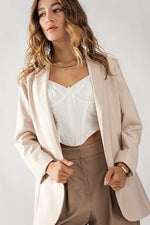 Cuffed Sleeve Blazer (Beige)