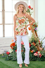 Ruffle Strap Floral Print Top