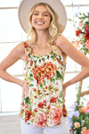Ruffle Strap Floral Print Top