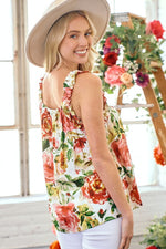 Ruffle Strap Floral Print Top