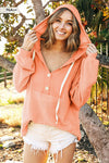 Waffle Knit Hooded Pullover (Peach)