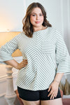 Boat Neck Striped Top (Plus Size)
