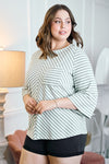 Boat Neck Striped Top (Plus Size)