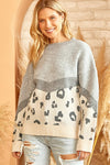 Leopard Print Color Block Sweater