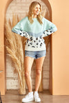 Leopard Print Color Block Sweater (Plus Size)