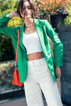 Cuffed Sleeve Blazer (Kelly Green)