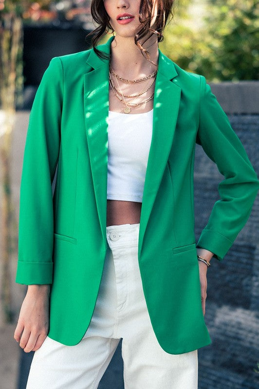 Cuffed Sleeve Blazer (Kelly Green)