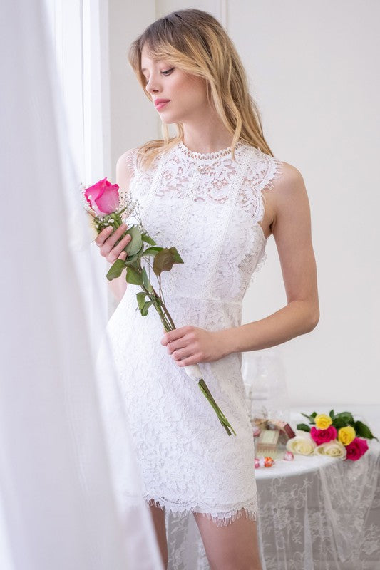 Lace Trim Mini Dress