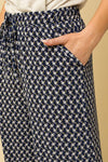 Geo Print Elastic Waist Pants
