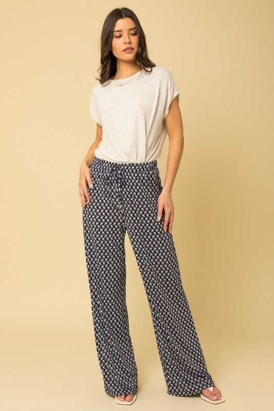 Geo Print Elastic Waist Pants