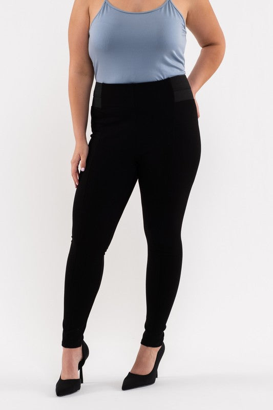 Side Elastic Skinny Bottoms (Plus Size)
